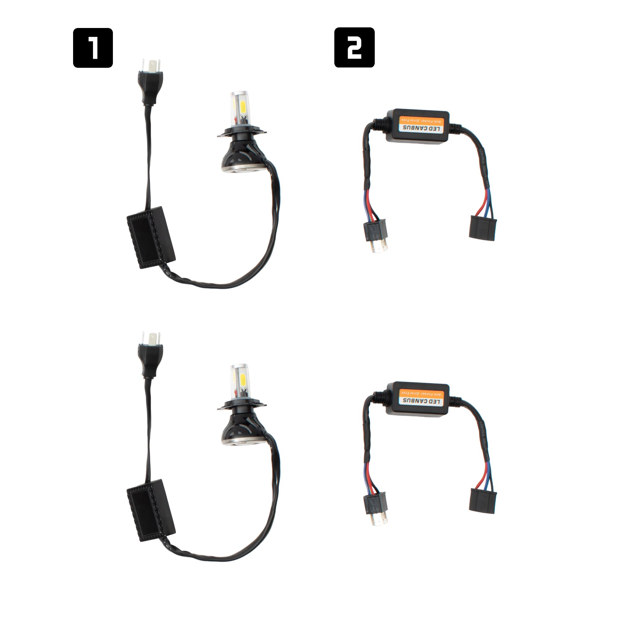 XenonPro - H4 LED Headlight Kit Bulb Package Content